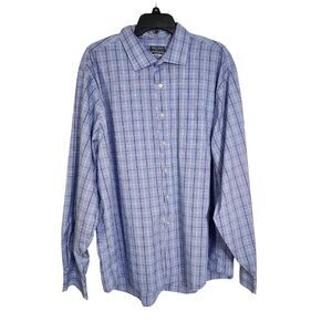 Van Heusen Mens Dress Flex Shirt 18.5 36/37 Reg Blue Oeko Tex Button Long Sleeve